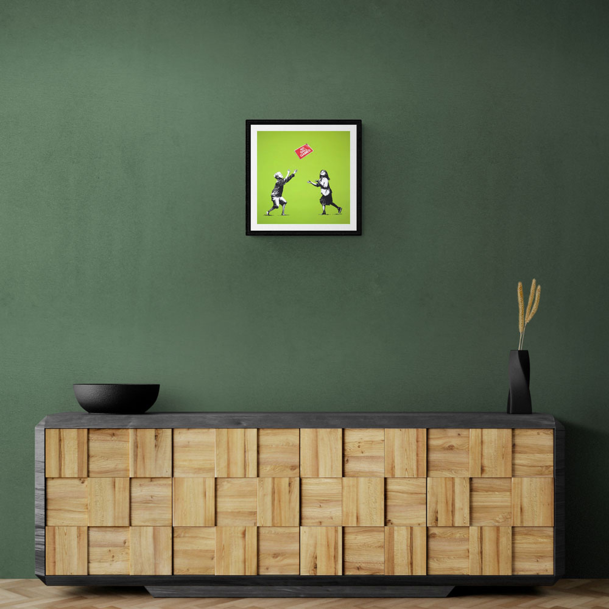 No Ball Games Green Banksy Wall Art